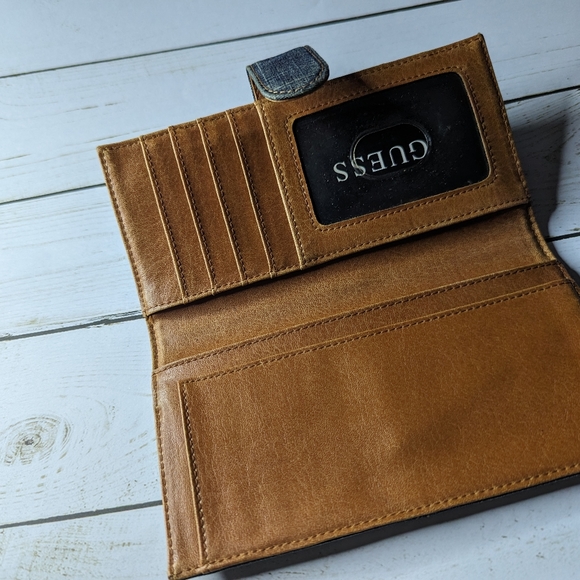 Guess Wallet Two-tone Denim and Tan Leather - Picture 5 of 6